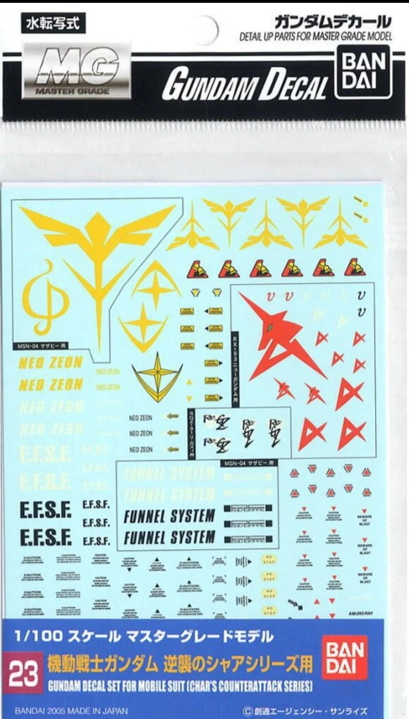 Bandai Gundam Decal #23 For 1/100 Mobile Suit Char's Counterattack Series Water Slide/Transfer Decals 3 Bandai Gundam Decal #23 For 1/100 Mobile Suit Char's Counterattack Series Water Slide/Transfer Decals