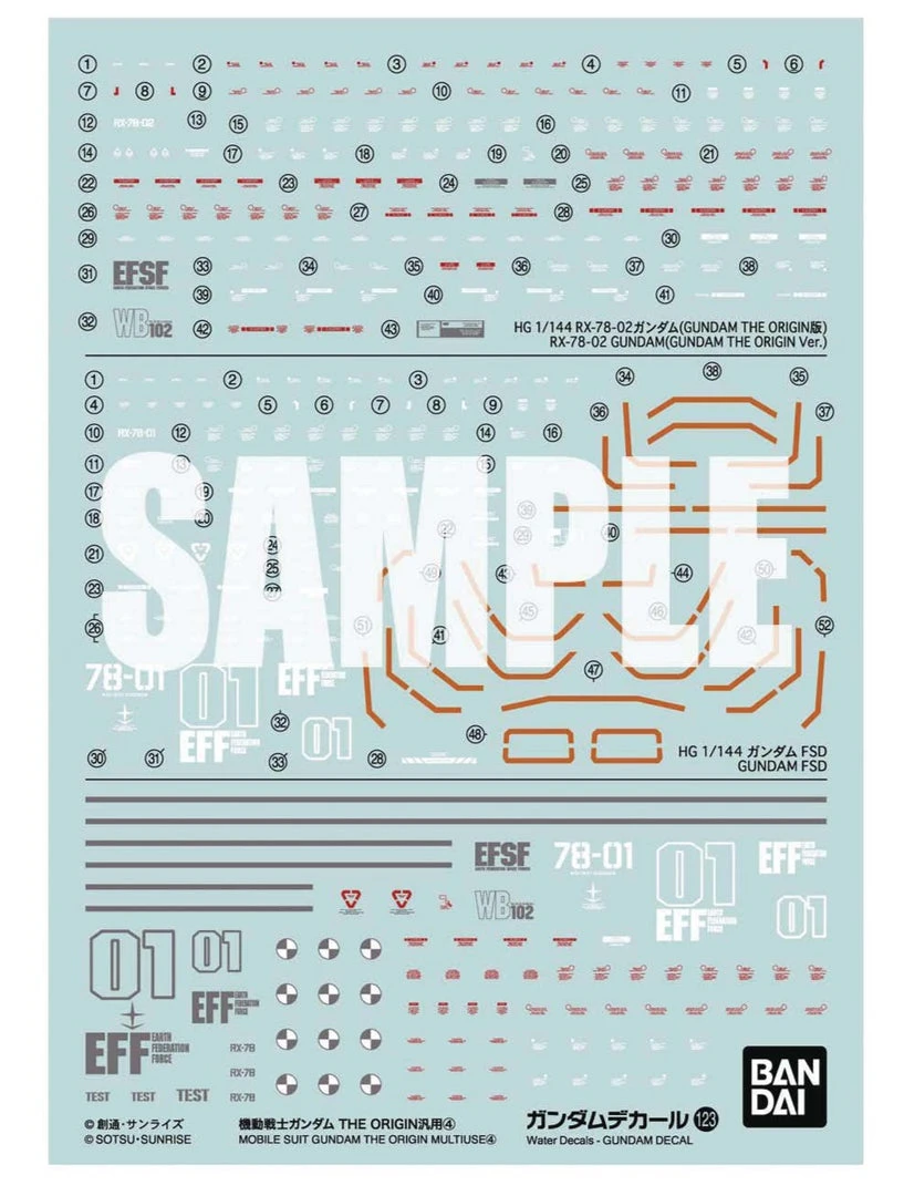 Bandai Gundam Decal #123 For 1/144 Mobile Suit Gundam The Origin Multiuse #4 MS Water Slide/Transfer Decals 4 Bandai Gundam Decal #123 For 1/144 Mobile Suit Gundam The Origin Multiuse #4 MS Water Slide/Transfer Decals