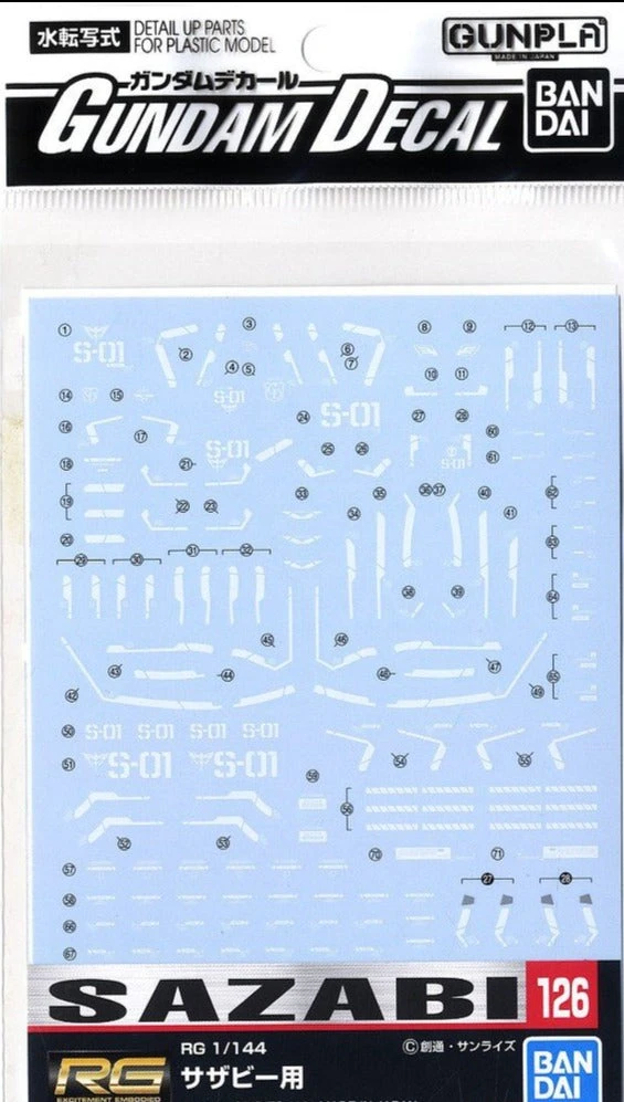 Bandai Gundam Decal #126 For RG 1/144 Sazabi MS Water Slide/Transfer Decals 3 Bandai Gundam Decal #126 For RG 1/144 Sazabi MS Water Slide/Transfer Decals