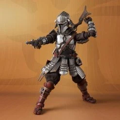 Bandai Tamashii Nations Movie Realization Star Wars The Mandalorian (Beskar Armor) & Grogu Mei Sho Ronin Mandalorian Action Figure
