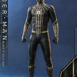 Scale Figures (1/6, 1/4, ETC) Hot Toys 1/6 Marvel Spider-Man Black & Gold Suit Sixth Scale Figure MMS604