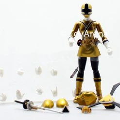 Bandai LOOSE Yellow From S.H. Figuarts Power Rangers Super Samurai Metallic Coating Deluxe Action Figure Set SDCC 2013